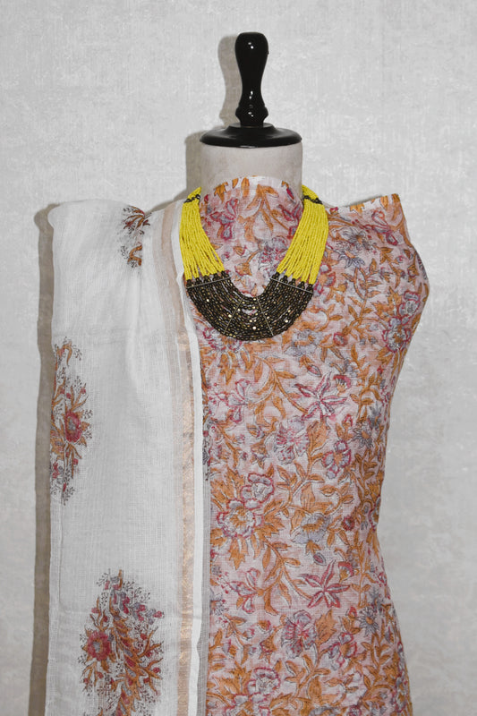 Hand Block Printed Kota Doria (3pc) Suit