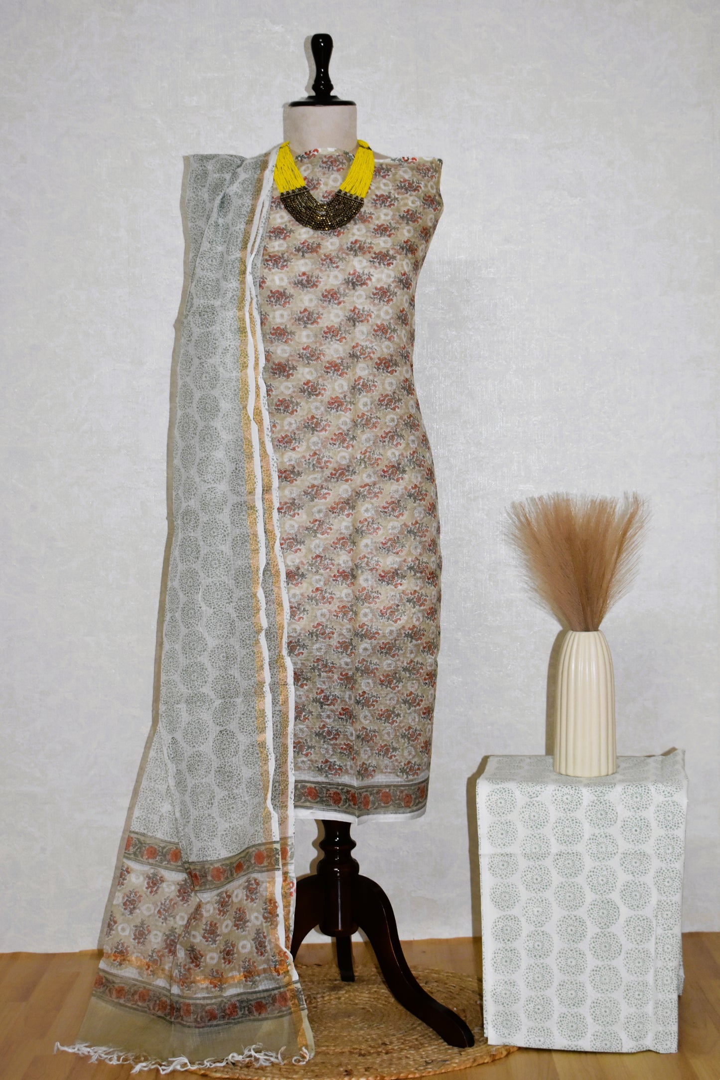 Hand Block Printed Kota Doria (3pc) Suit