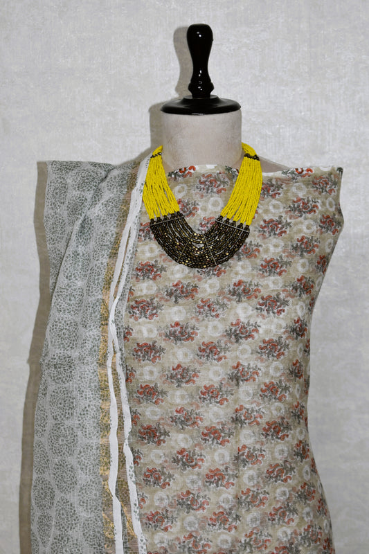 Hand Block Printed Kota Doria (3pc) Suit