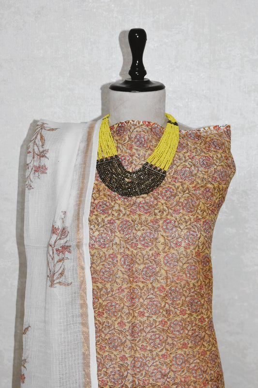 Hand Block Printed Kota Doria (3pc) Suit
