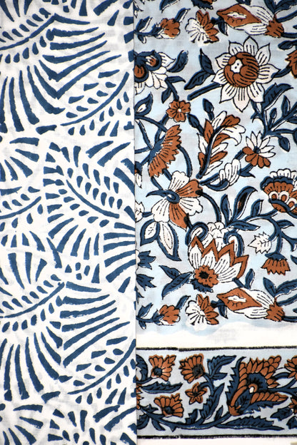 Hand Block Printed Cotton Suit With All-over jaal and Kota Doria Dupatta