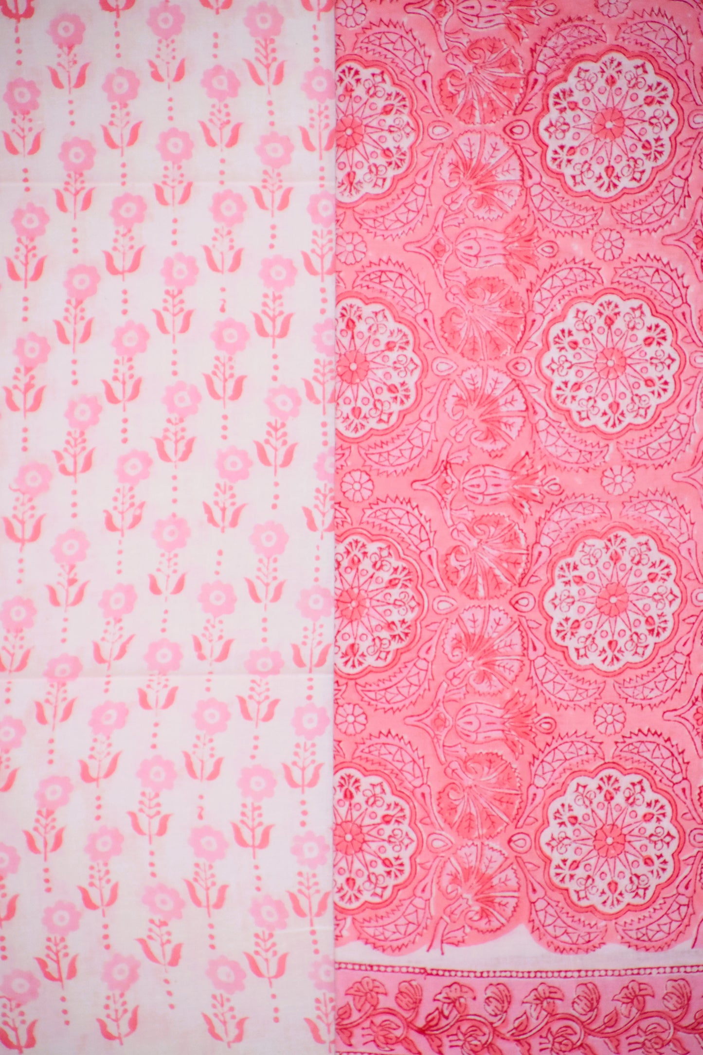 Hand Block Printed Cotton Suit With Surajmukhi design and Kota Doria Dupatta