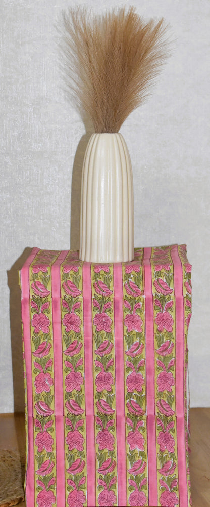 Lime Green Hand Block Printed Cotton Suit with Kota Doria Lehriya Dupatta