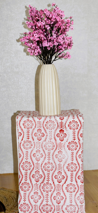 Oat Beige All-over Floral Hand Block Printed Cotton Suit with Malmal Dupatta