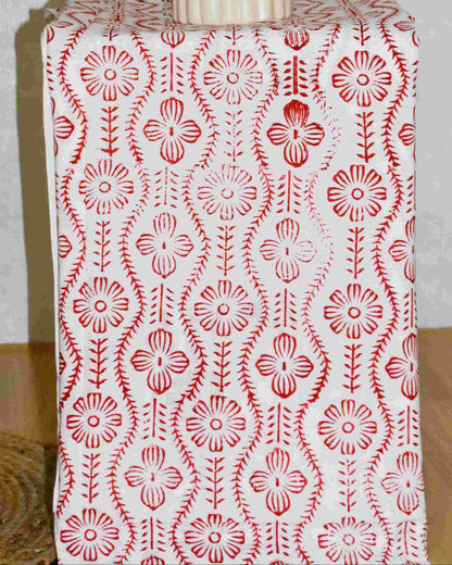 Oat Beige All-over Floral Hand Block Printed Cotton Suit with Malmal Dupatta