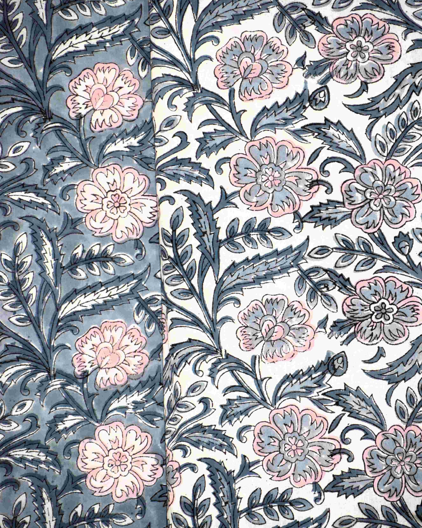 All-over Floral Hand Block Printed Cotton Suit with Malmal Dupatta