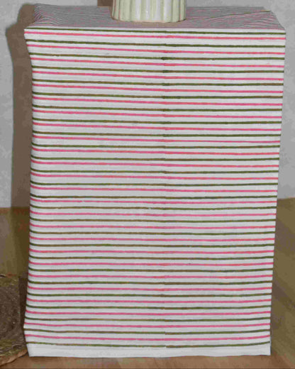 All-over Green Floral Hand Block Printed Cotton Suit with Malmal Dupatta