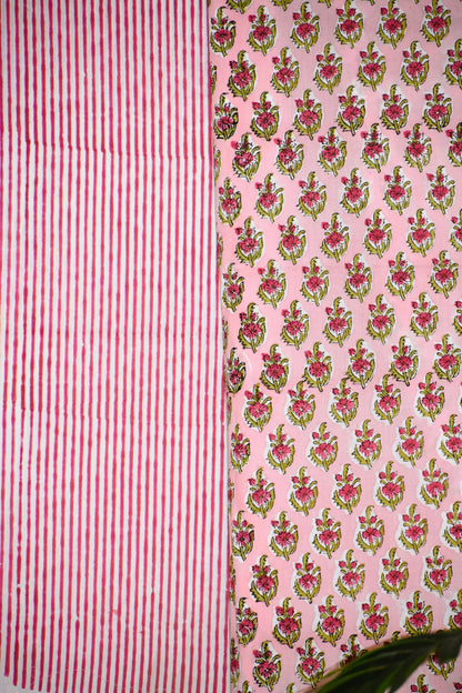 Hand Block Printed Cotton Suit with All-over Buti and Malmal Dupatta
