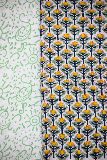 Hand Block Printed Cotton Suit with All-over Buti and Malmal Dupatta