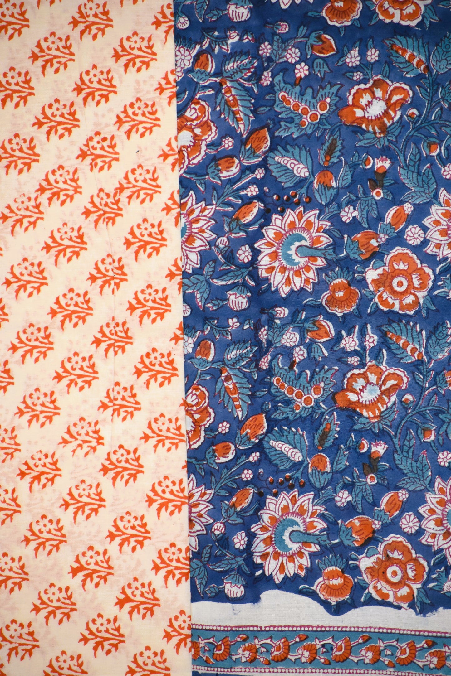 Midnight Blue All-over Jaal Hand Block Printed Cotton Suit With Malmal Dupatta