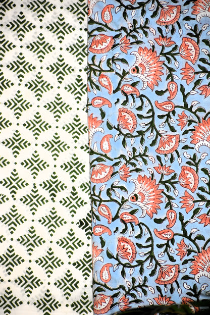 All-over Jaal Hand Block Printed Cotton Suit With Malmal Dupatta