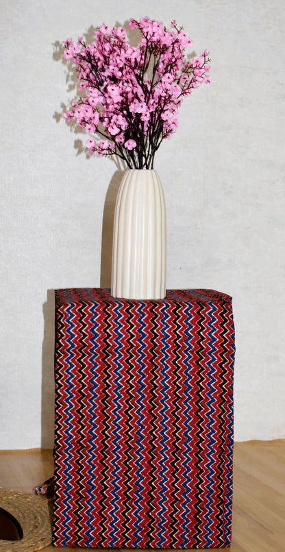 Red Paisley Ajrak Printed Unstitched Cotton Suit Set