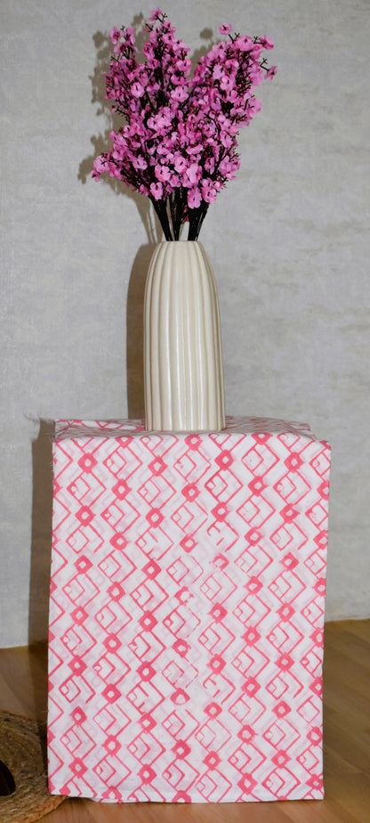 Pink  All-over Paisley Design Hand Block Printed Cotton Suit with Malmal Dupatta