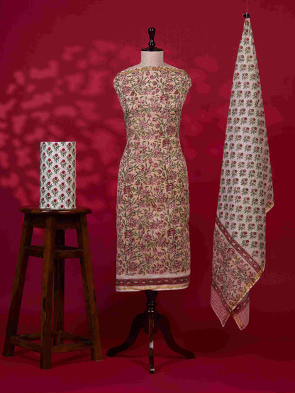 Timeless Chanderi Silk Suit with Sanganeri Print