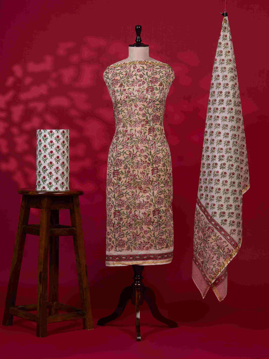 Timeless Chanderi Silk Suit with Sanganeri Print