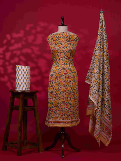 Timeless Chanderi Silk Suit with Sanganeri Print