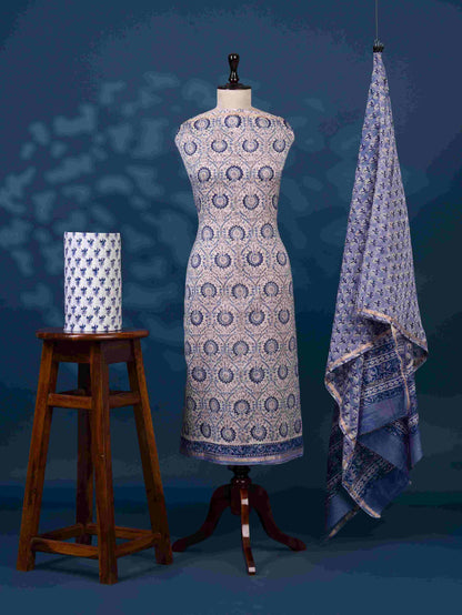 Timeless Chanderi Silk Suit with Sanganeri Print