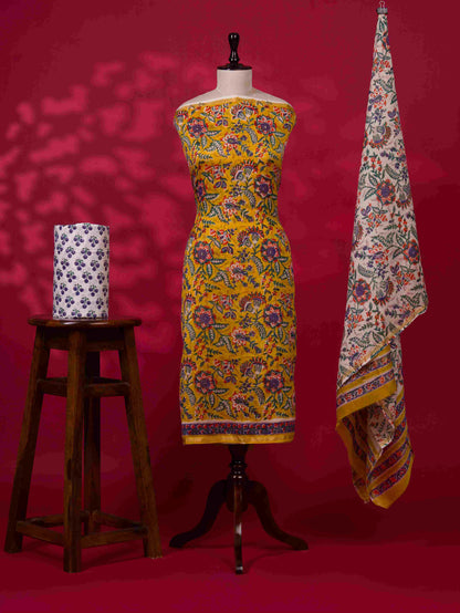 Timeless Chanderi Silk Suit with Sanganeri Print