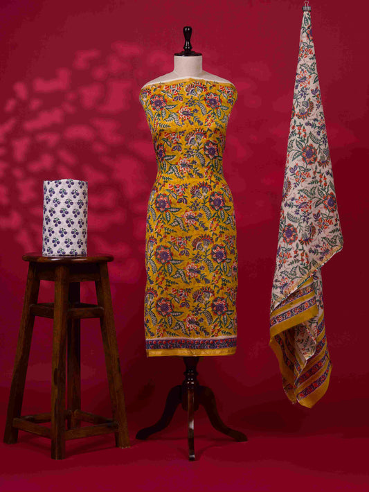 Timeless Chanderi Silk Suit with Sanganeri Print