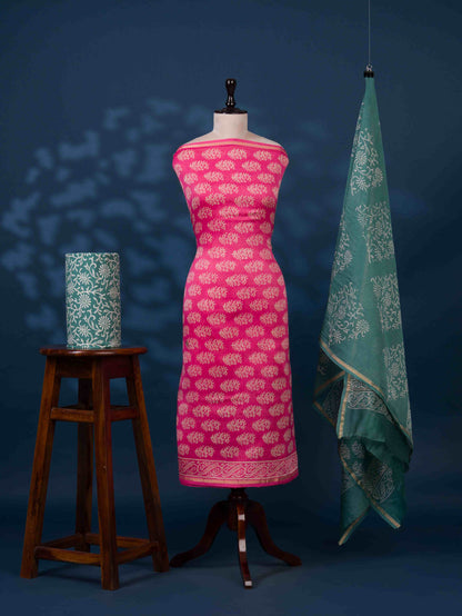 Timeless Chanderi Silk Suit with Sanganeri Print
