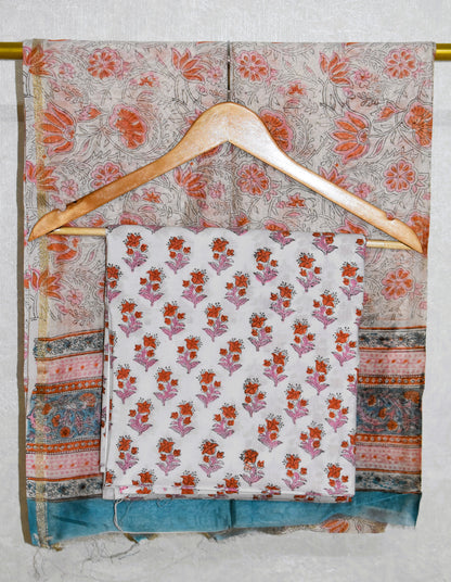 Timeless Chanderi Silk Suit with Sanganeri Print