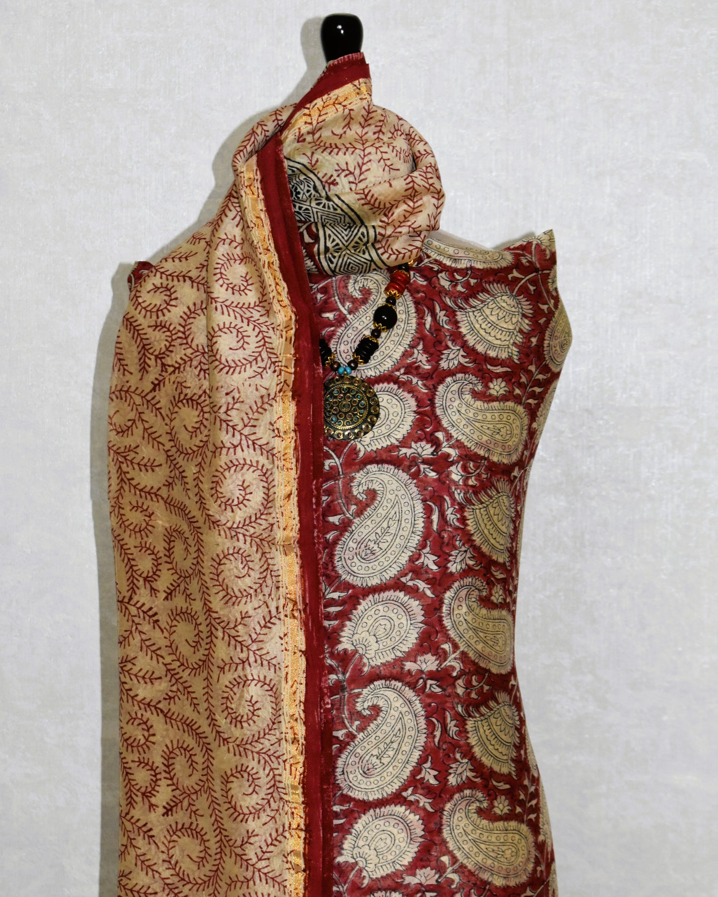 Timeless Chanderi Silk Suit with All-over Paisley Sanganeri Print
