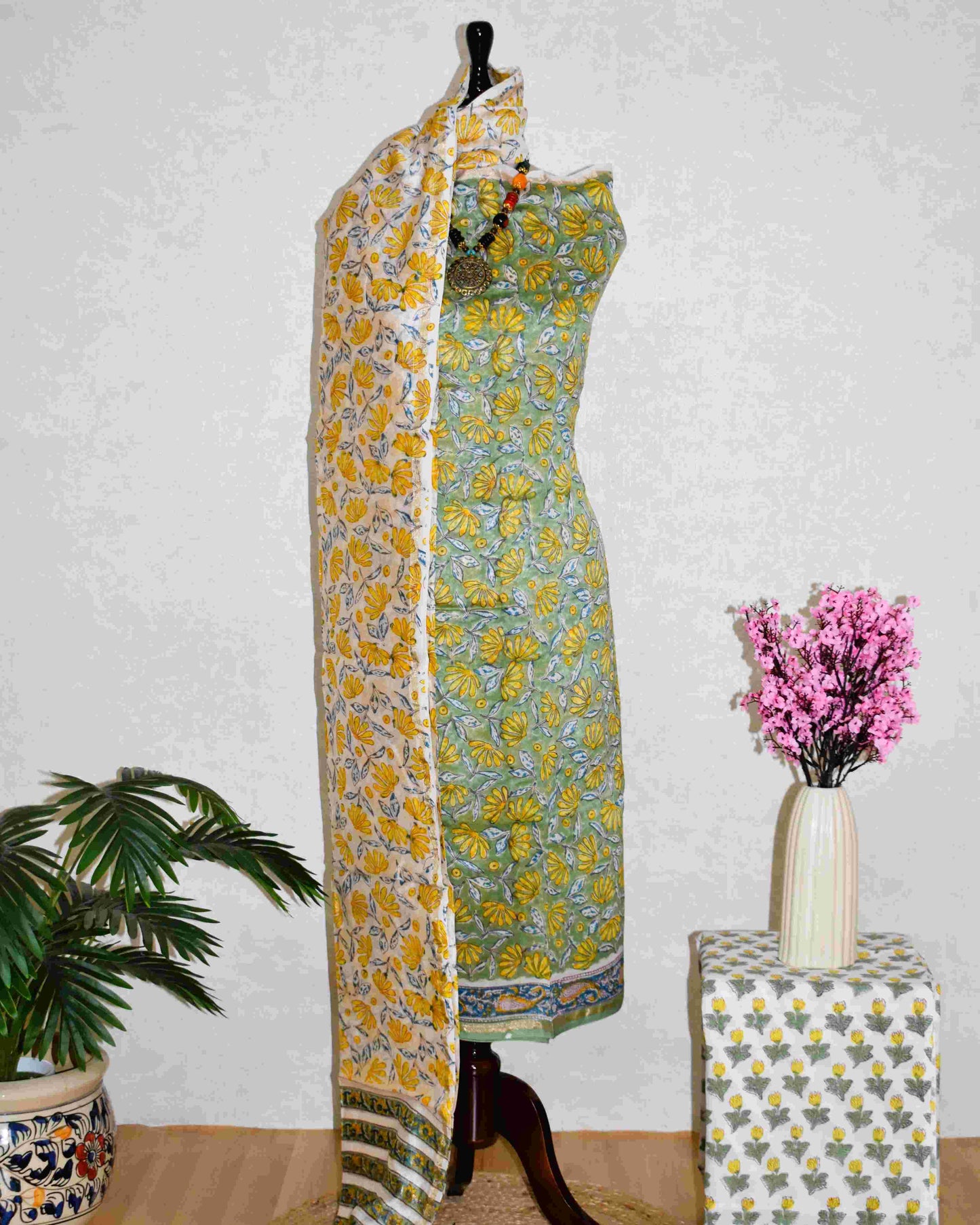 Timeless Chanderi Silk Suit with Sanganeri Print