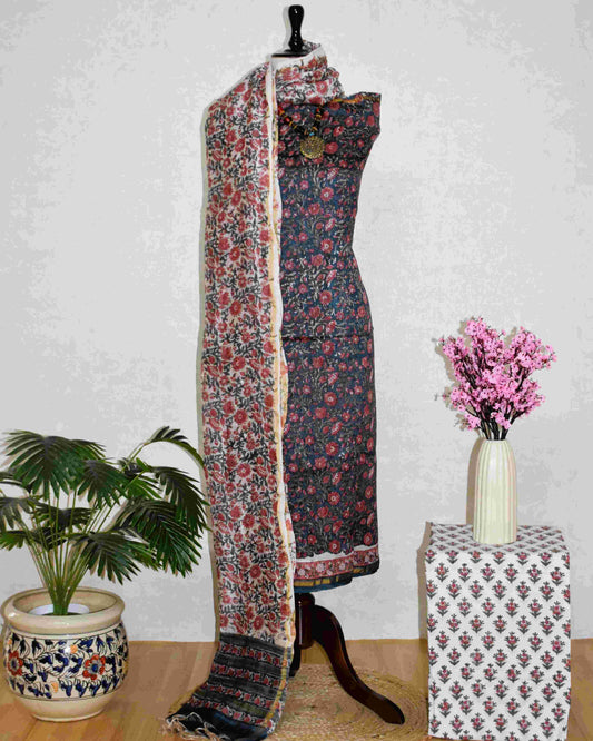 Timeless Chanderi Silk Suit with Sanganeri Print