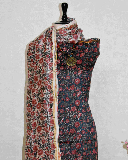 Timeless Chanderi Silk Suit with Sanganeri Print