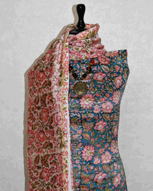 Timeless Chanderi Silk Suit with Sanganeri Print