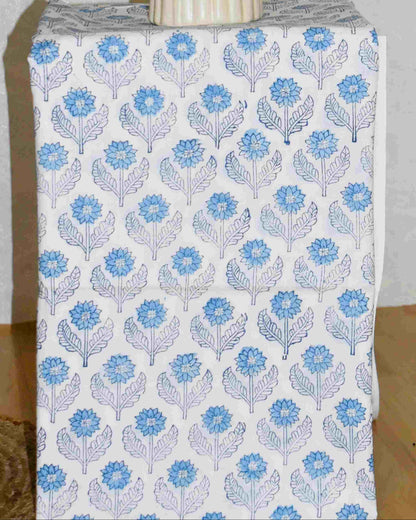 Timeless Chanderi Silk Suit with Purple-Blue All-over Jaal Sanganeri Print