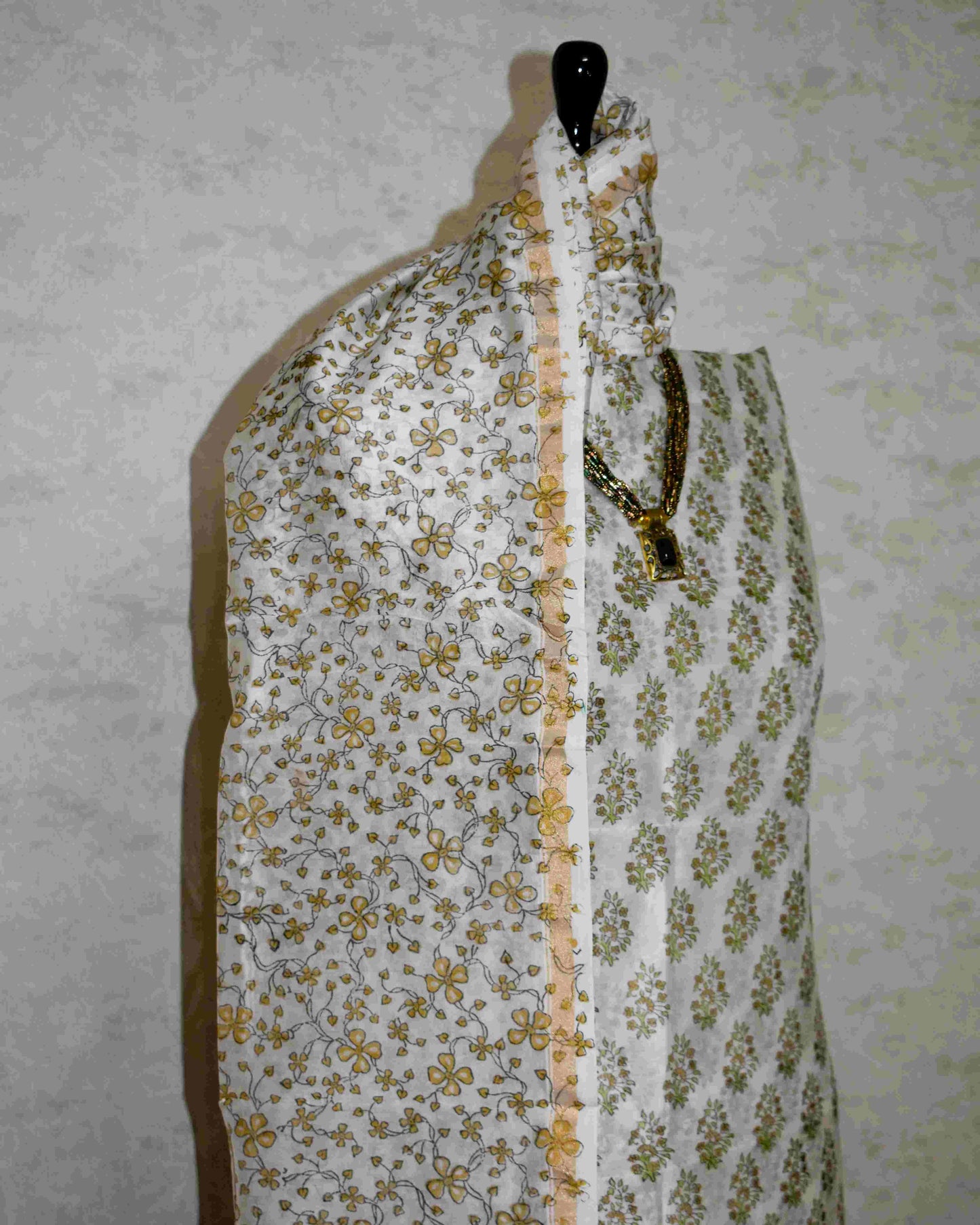 Ivory Floral Buti Printed Chanderi Silk Suit