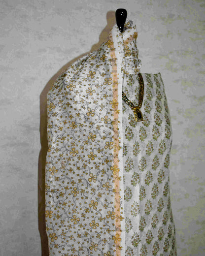 Ivory Floral Buti Printed Chanderi Silk Suit