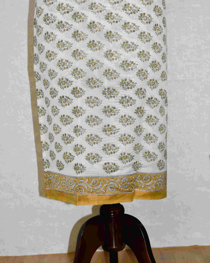 Ivory Floral Buti Printed Chanderi Silk Suit