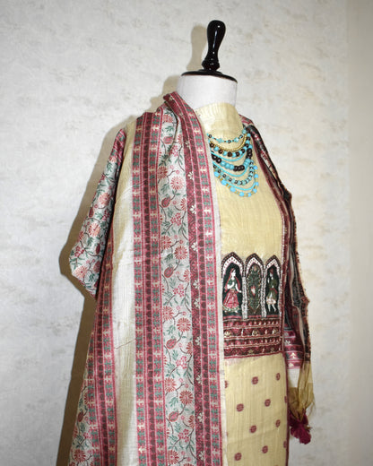 Premium Soft Cream Jaamdani Styled with Heritage Inspired Arch Motifs