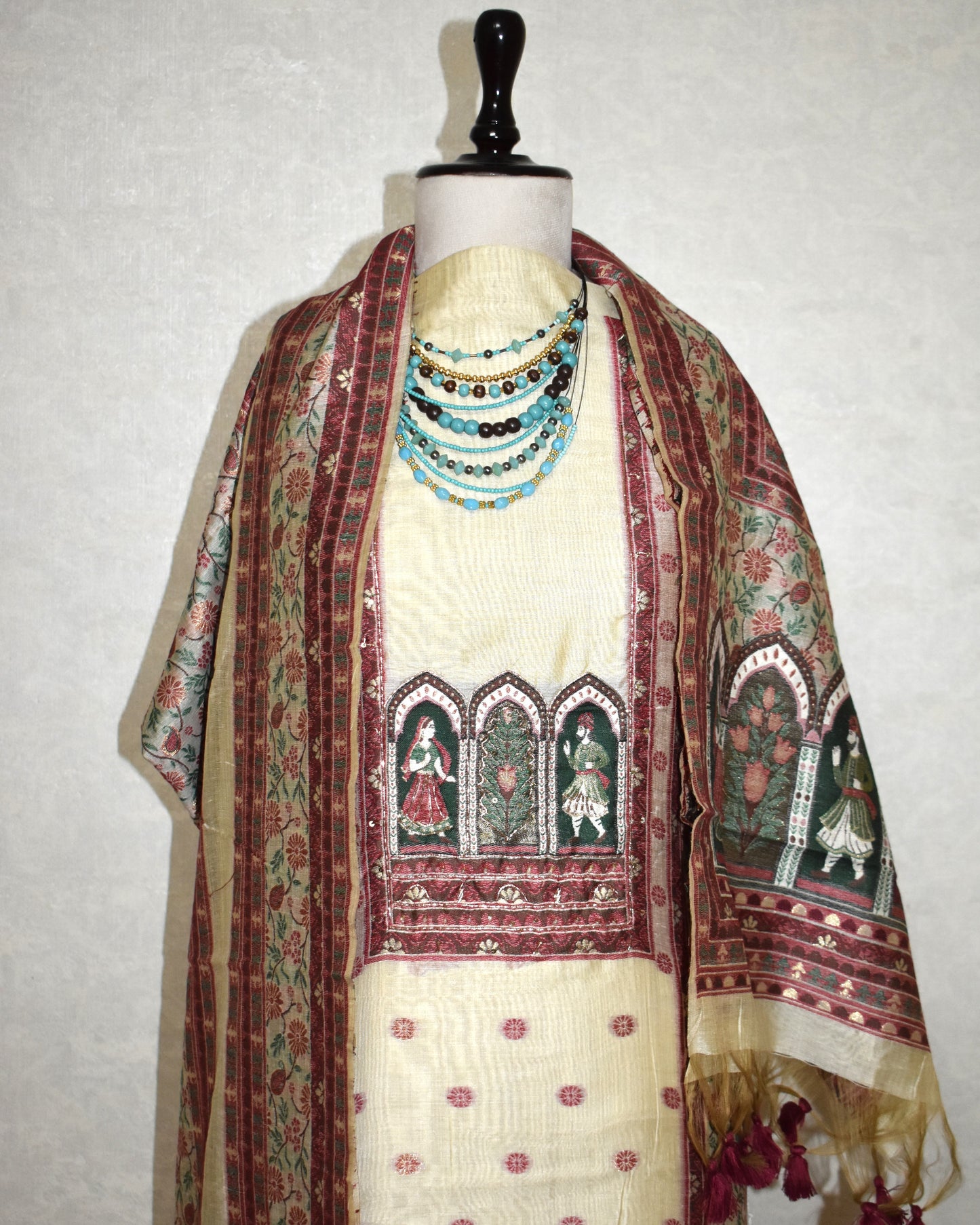 Premium Soft Cream Jaamdani Styled with Heritage Inspired Arch Motifs