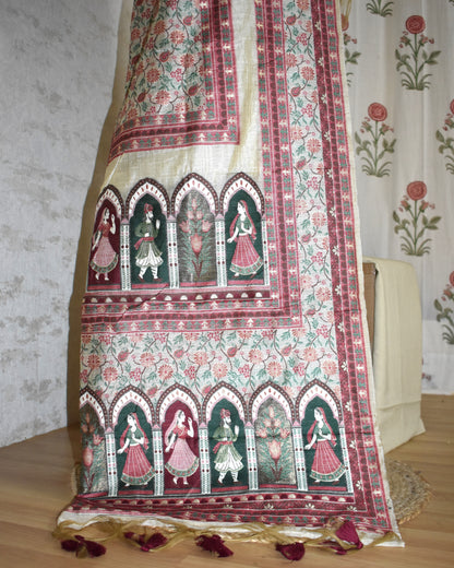 Premium Soft Cream Jaamdani Styled with Heritage Inspired Arch Motifs
