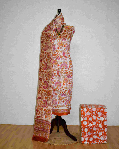 Floral All-over Jaal Printed Chanderi Silk Suit