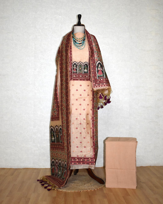 Premium Soft Pastel Peach Jaamdani Styled with Heritage Inspired Arch Motifs