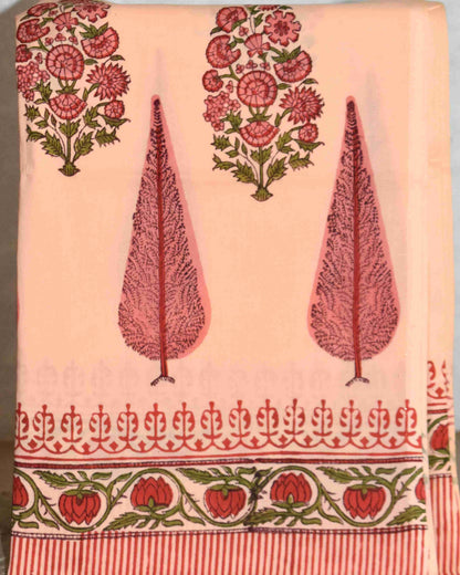 Hand Block Printed Premium Cotton Unstitched Suit with Chanderi Silk Dupatta - Curated Edit