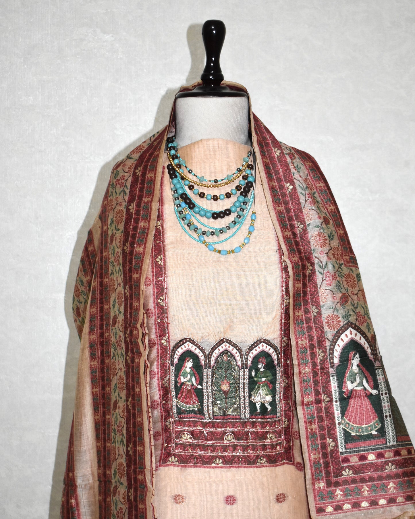 Premium Soft Pastel Peach Jaamdani Styled with Heritage Inspired Arch Motifs