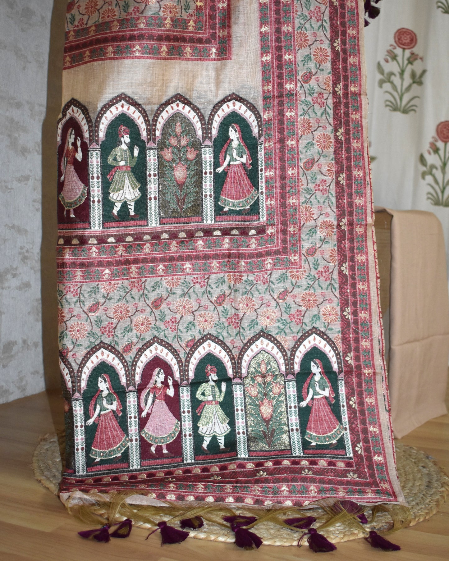 Premium Soft Pastel Peach Jaamdani Styled with Heritage Inspired Arch Motifs