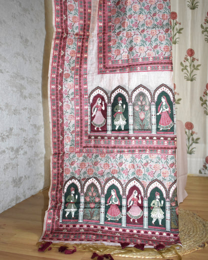 Premium Soft Blush Pink Jaamdani Styled with Heritage Inspired Arch Motifs