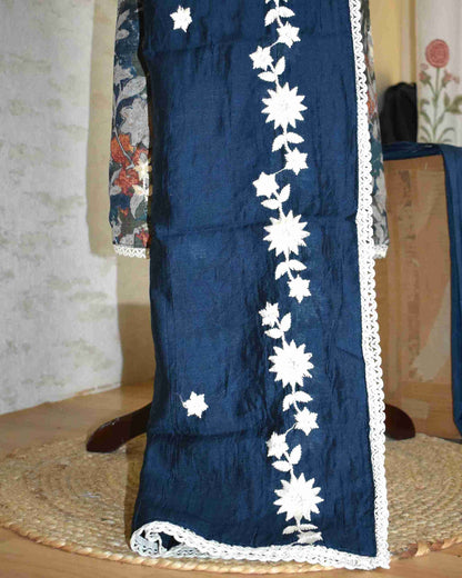 Floral Resham Thread Embroidery with Schiffli-Inspired Detailing