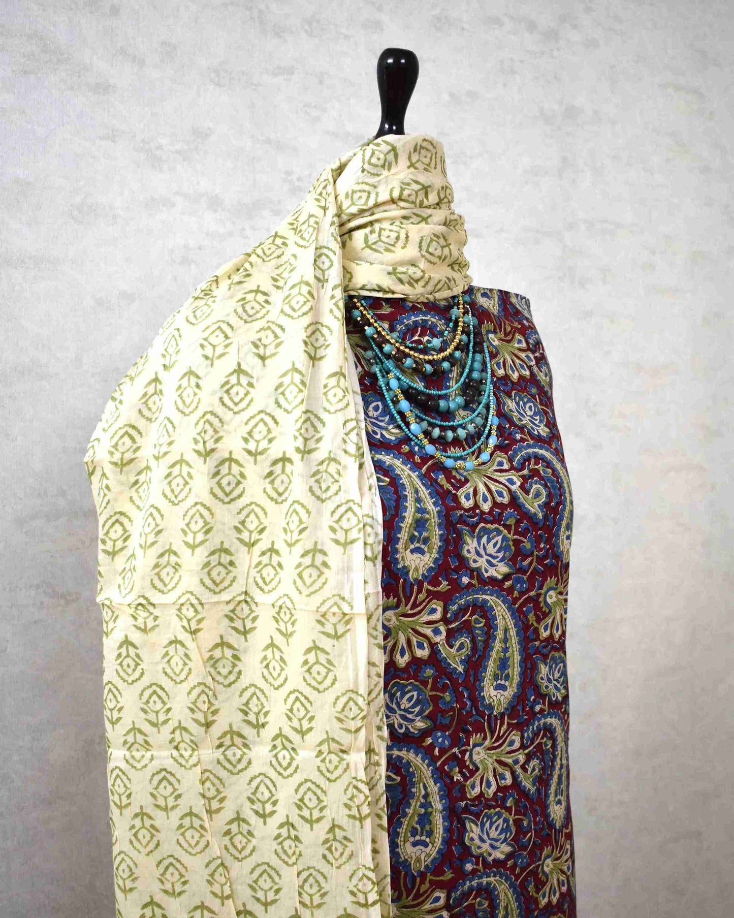 Jaipuri Printed Unstitched Cotton Suit Set with malmal dupatta