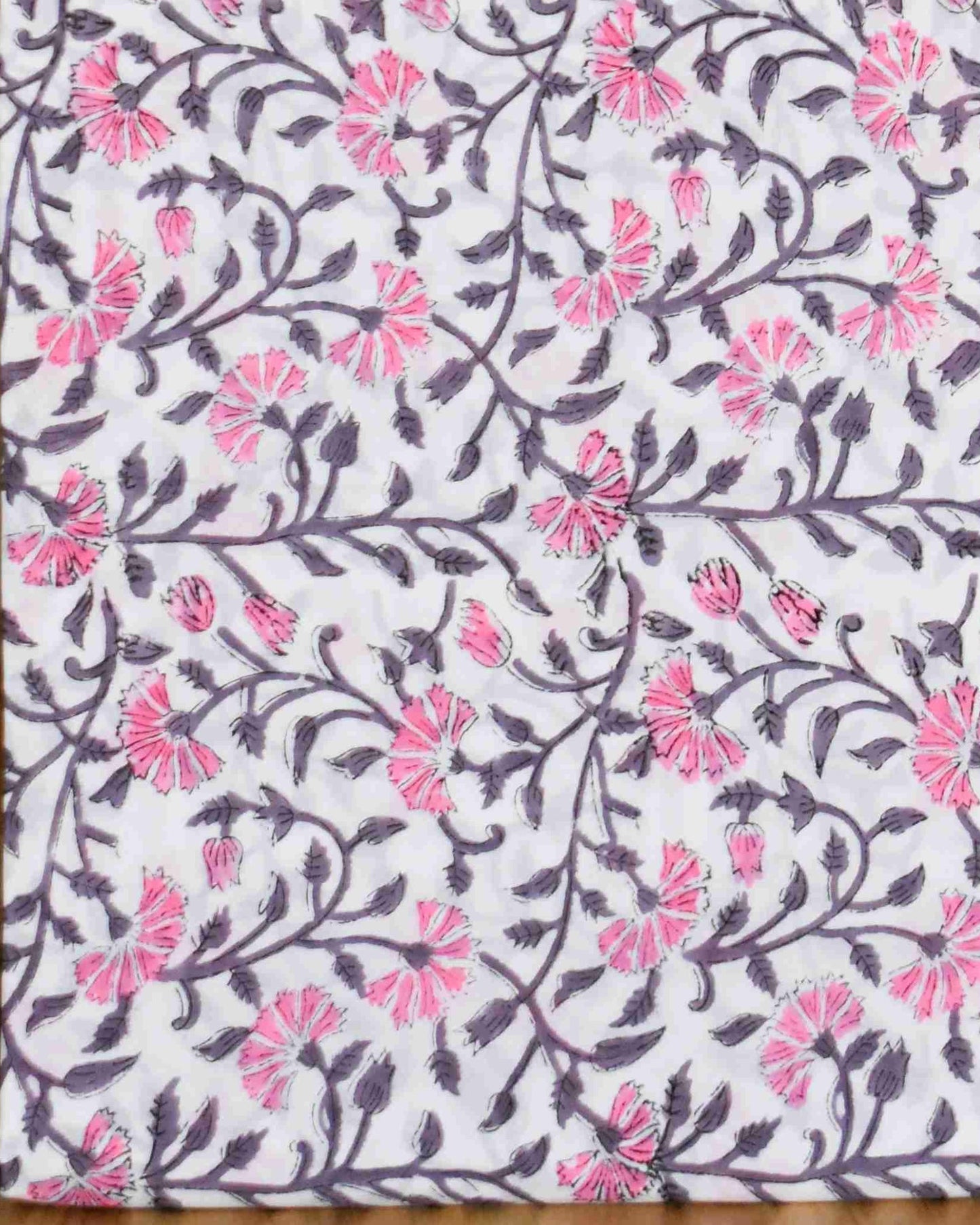 Purple Botanical Jaal in Hand Block Printed Cotton Suit With Kota Doria  Dupatta