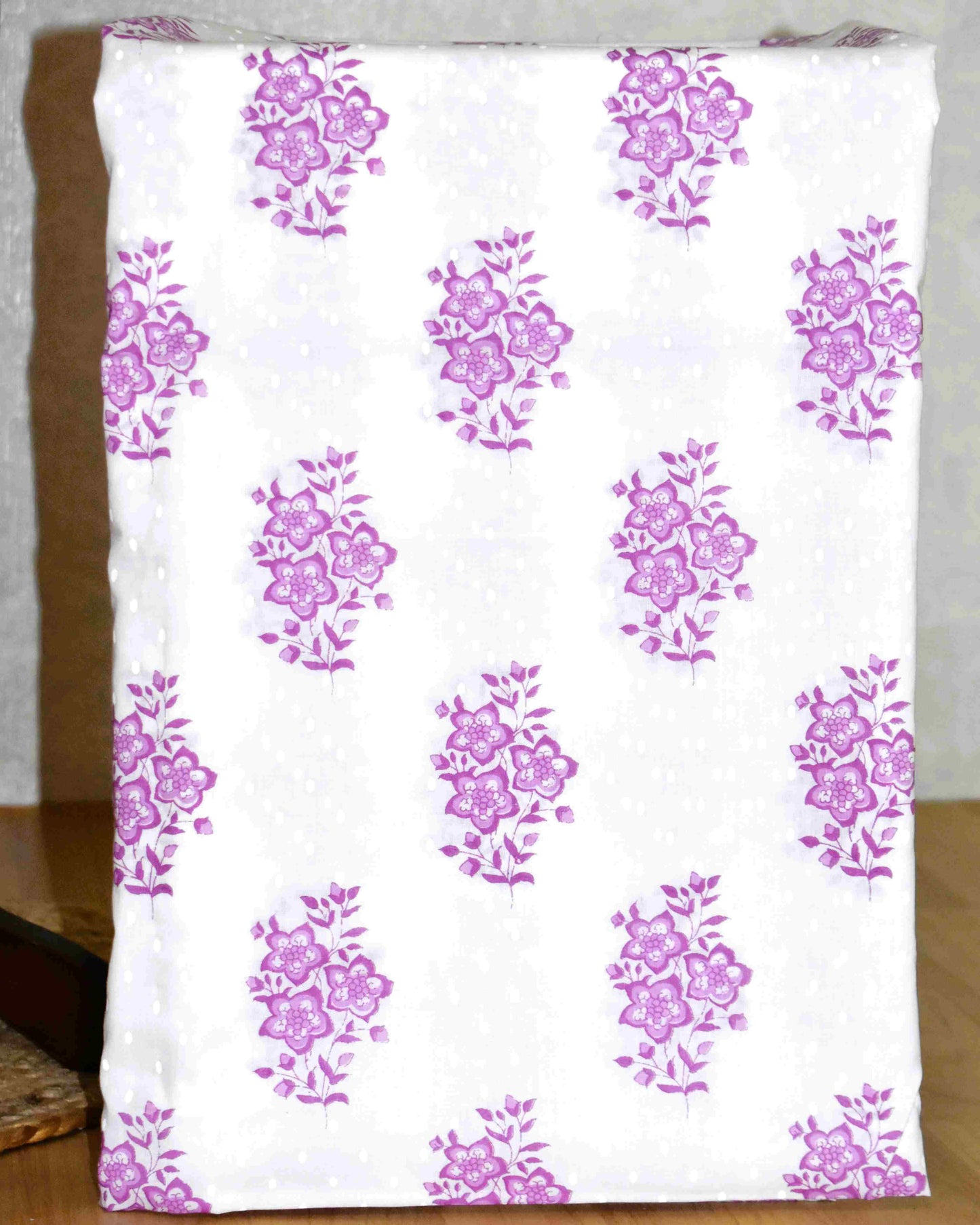 Hand Block Printed Cotton Suit with Gota Patti Hand Embroidery and Kota Doria Leheriya Dupatta
