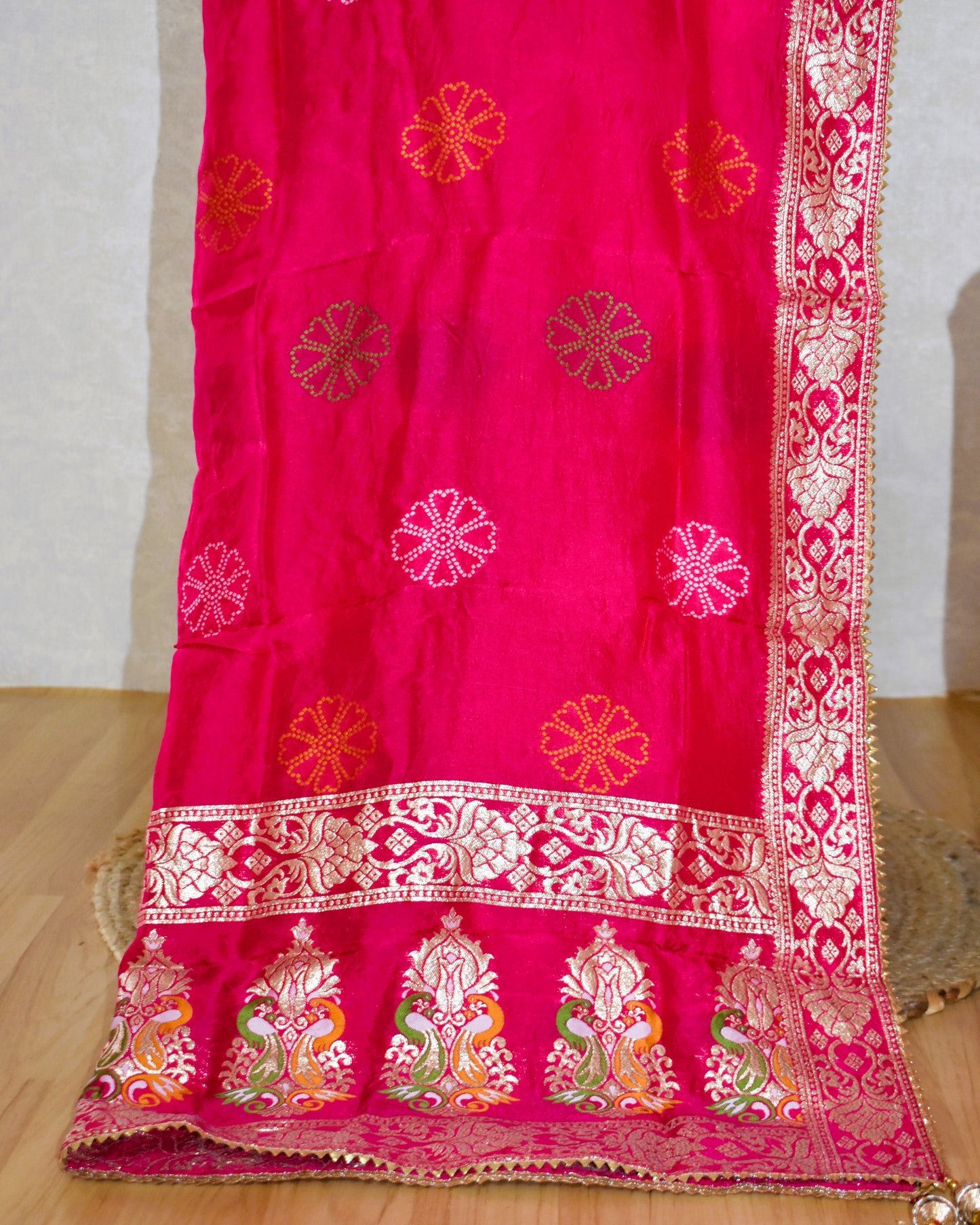 Fuchia Banarasi Dola Silk Suit Set with Dola Silk Dupatta