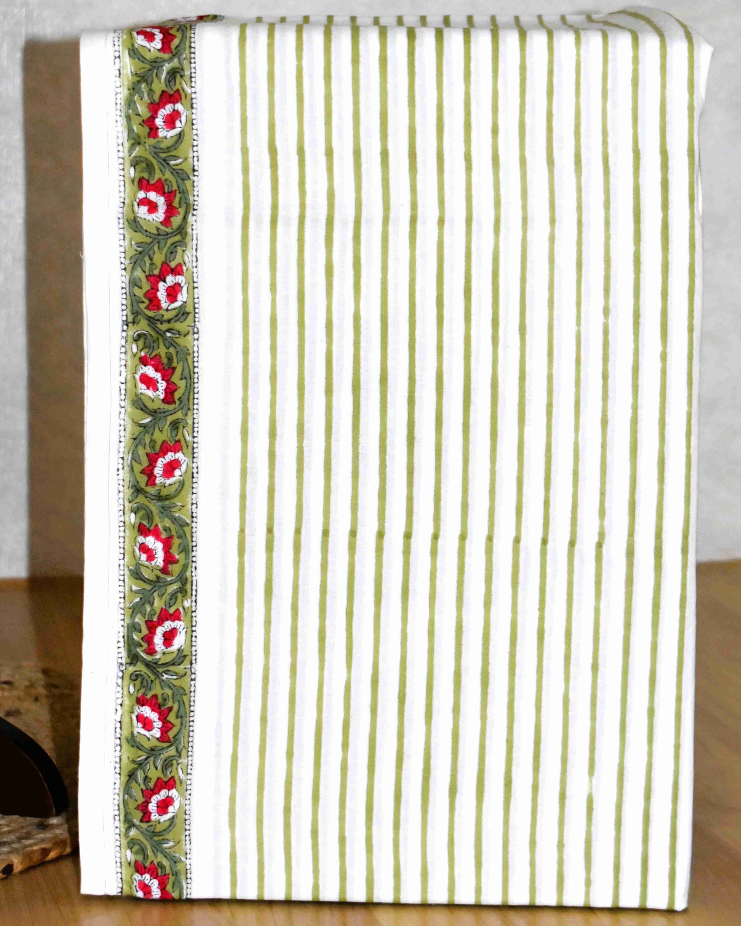 Hand Block Printed Premium Cotton Unstitched Suit with Red Floral Buta & Kota Doria Dupatta - Curated Edit