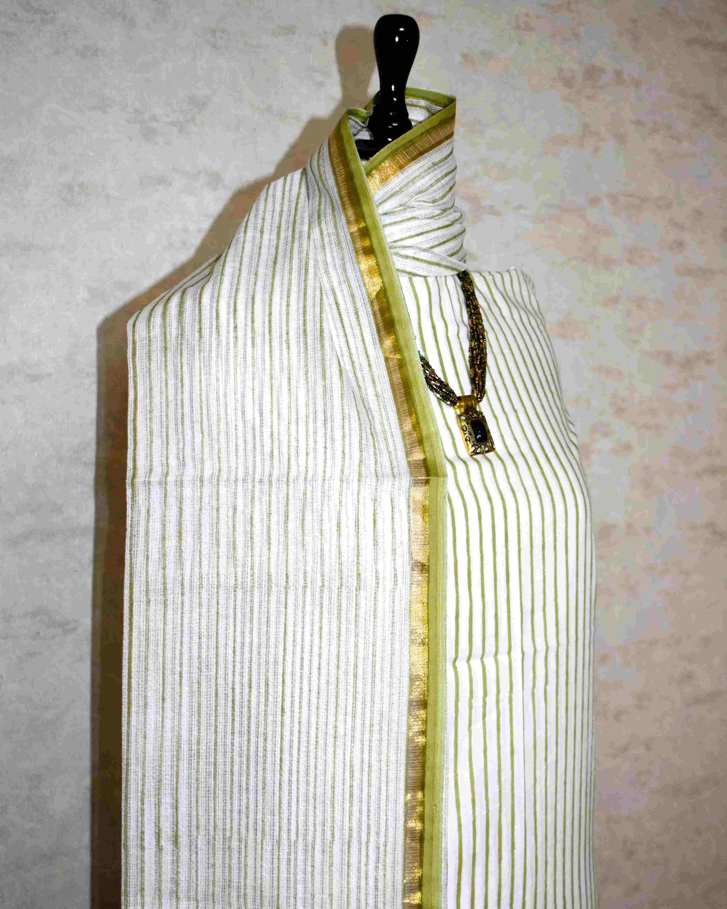 Hand Block Printed Premium Cotton Unstitched Suit with Red Floral Buta & Kota Doria Dupatta - Curated Edit